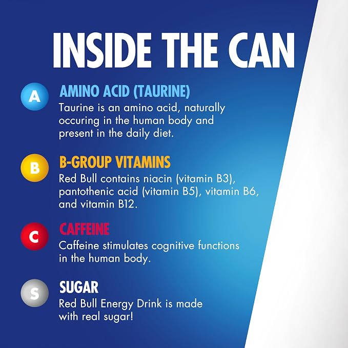 Red Bull Energy Drink, 12 fl oz | contains caffeine, taurine, B-vitamins, sugar, and water